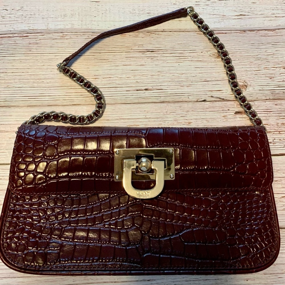 SOLD- Vintage Donna Karan DKNY oversized Clutch Purse with Chain Strap - Picture 2 of 12